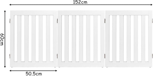 Cancelletto per Cani Pieghevole in Legno con 3 Ante, Ideale per Cani di Piccola/Media Taglia, Adatto a Scale, Soggiorno e Cucina, 152 x 60 cm, Bianco