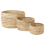 Set di 3 cestini in tessuto di iuta naturale altezza 13/14/20 cm per riporre oggetti in stile rustico Boho