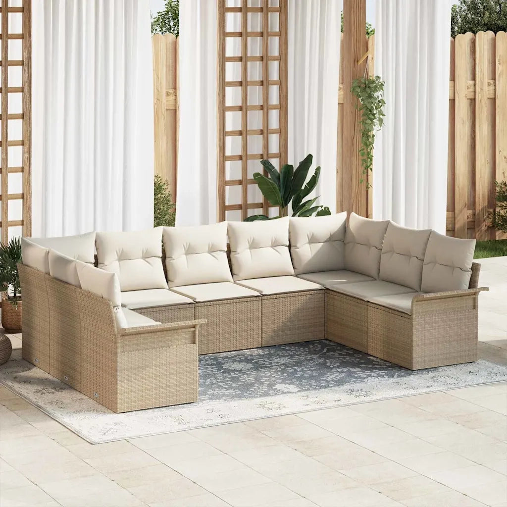 Set Divano da Giardino con archiviazione 9 pcs Beige polyrattan 3354190