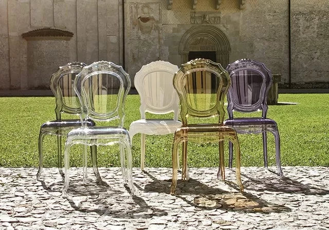 Set 2 sedie in polipropilene bianco lucido victoria ghost