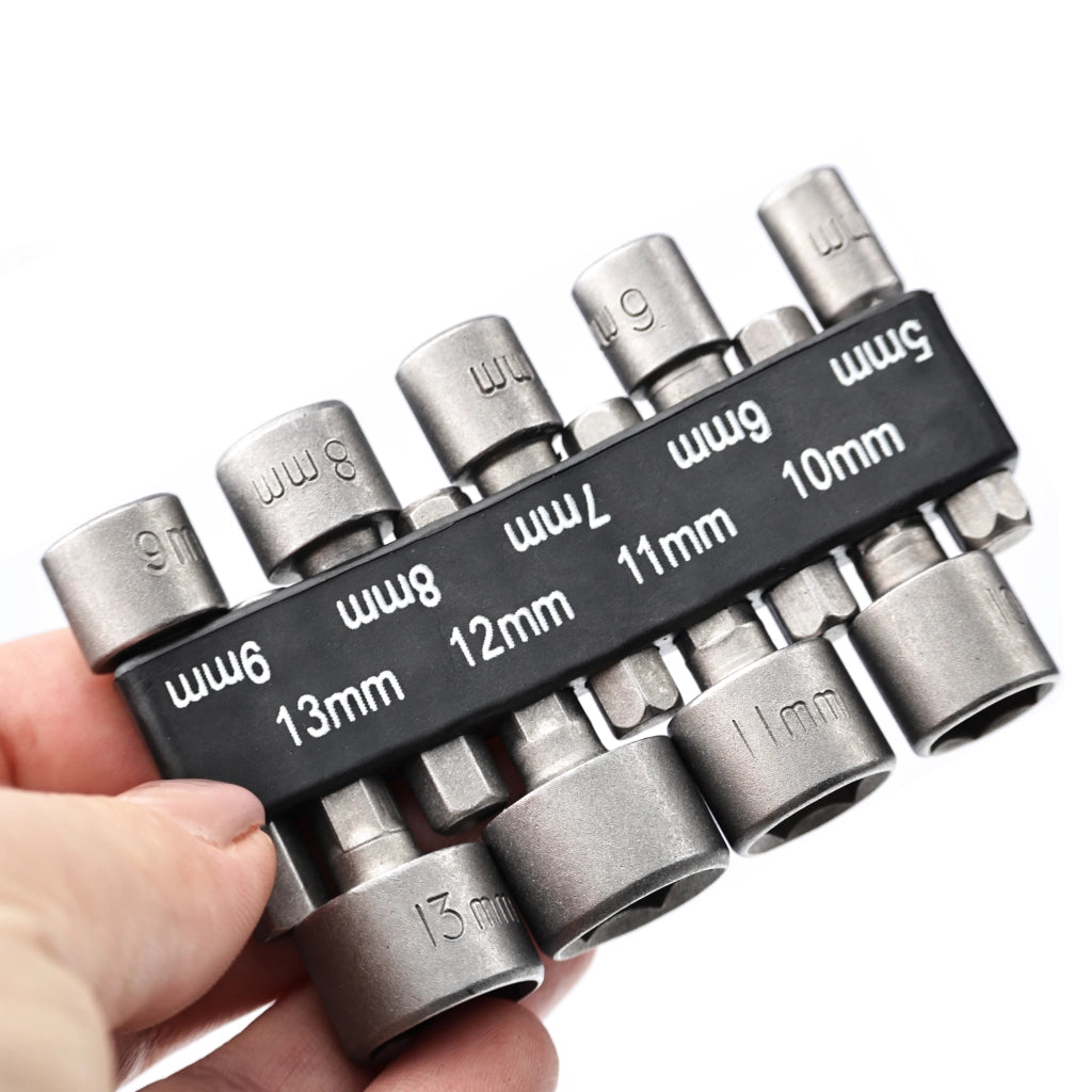 Set di Bussole 5-13 mm con Attacco 1/4" – Acciaio Inossidabile, 9 Pezzi | Compatibile con Avvitatore