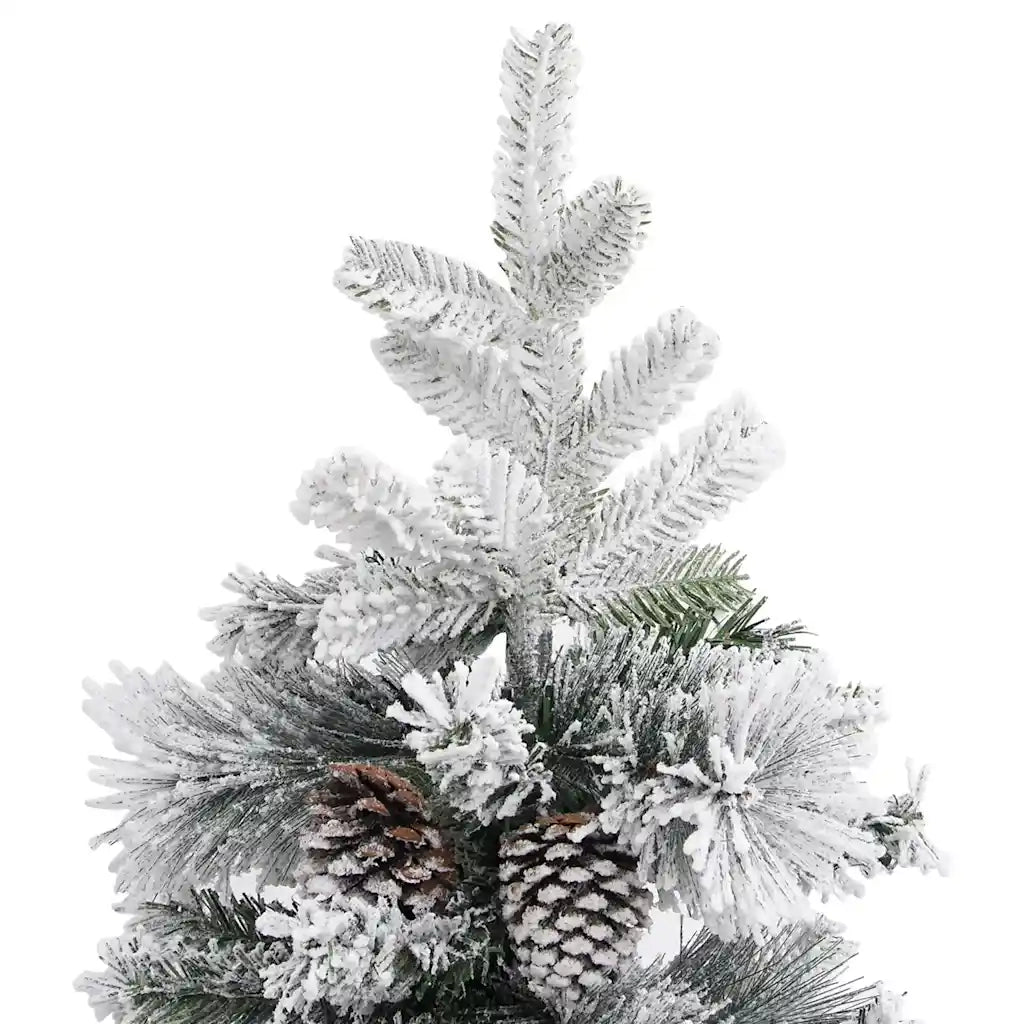 Albero di Natale con Neve Floccata e Pigne 195 cm PVC e PE 340531