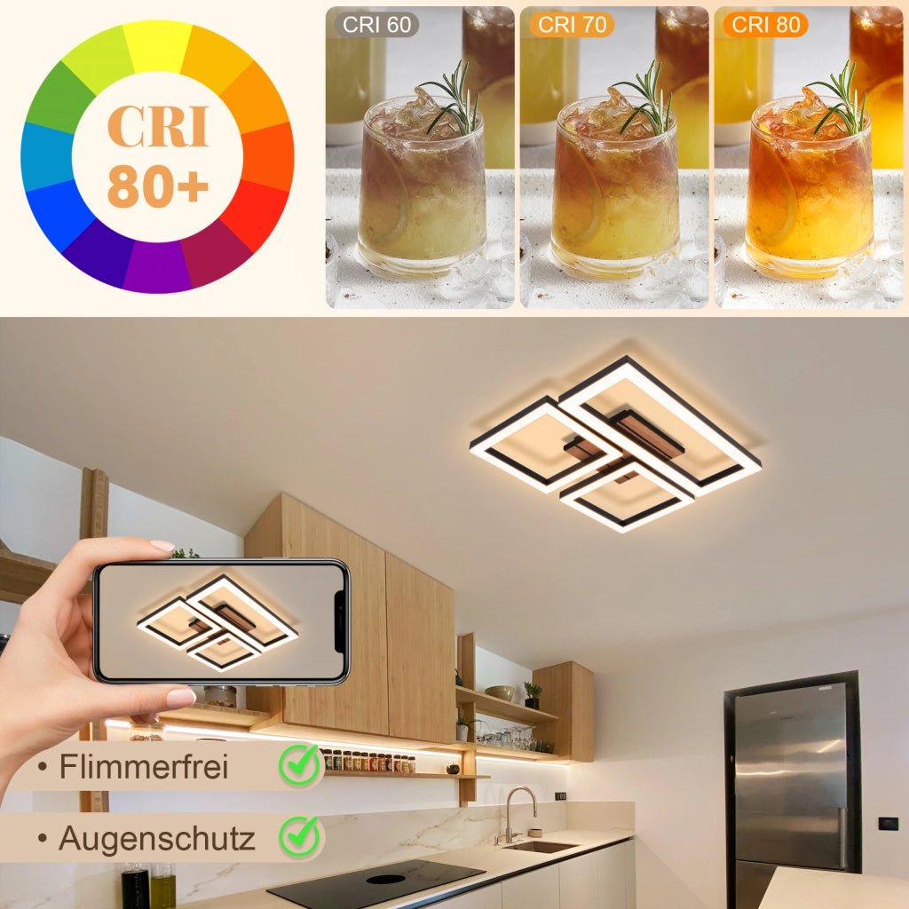 ZMH Plafoniera LED nera 21W design moderno luce bianca calda 3000K ideale per corridoio camera da letto o ufficio