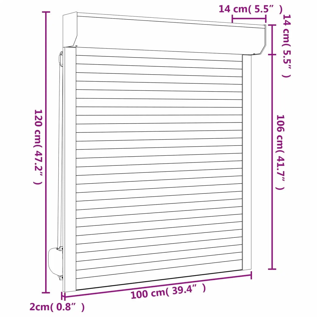 Persiana a rullo Antracite 100 x 120 cm Alluminio e poliuretano