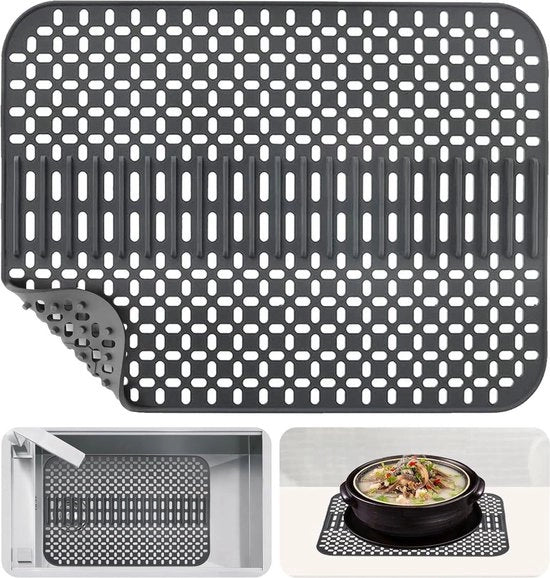 Mat di scarico in silicone - resistente al calore e antiscivolo - 43 x 32 cm - asciugamano per cucina - mat di protezione in acciaio inossidabile - asciugamano per servizio da tavola - mat di protezione per l'acqua calda