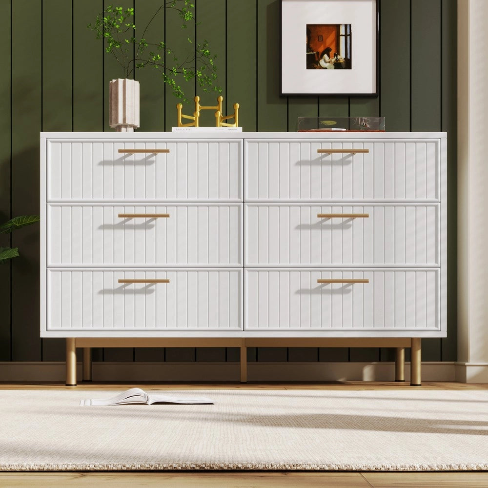 Cassettiera 6 Cassetti ¨C MINIMAL ¨C Bianco, 120x40x75 cm