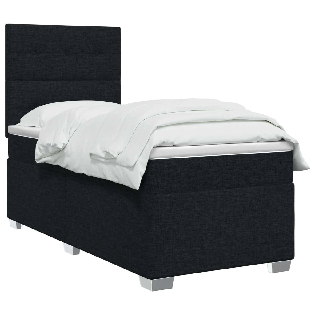 Letto box spring con materasso Nero 100 x 200 cm Tessuto 3453341