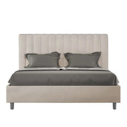 Letto matrimoniale francese contenitore imbottito 140x190 microfibra sabbia Agueda