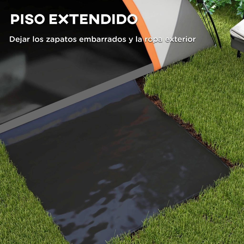 Tenda da Campeggio 2 Posti ¨C Xylo ¨C Impermeabile 3000mm con Finestra e Borsa 210x150x110cm Grigio Arancione