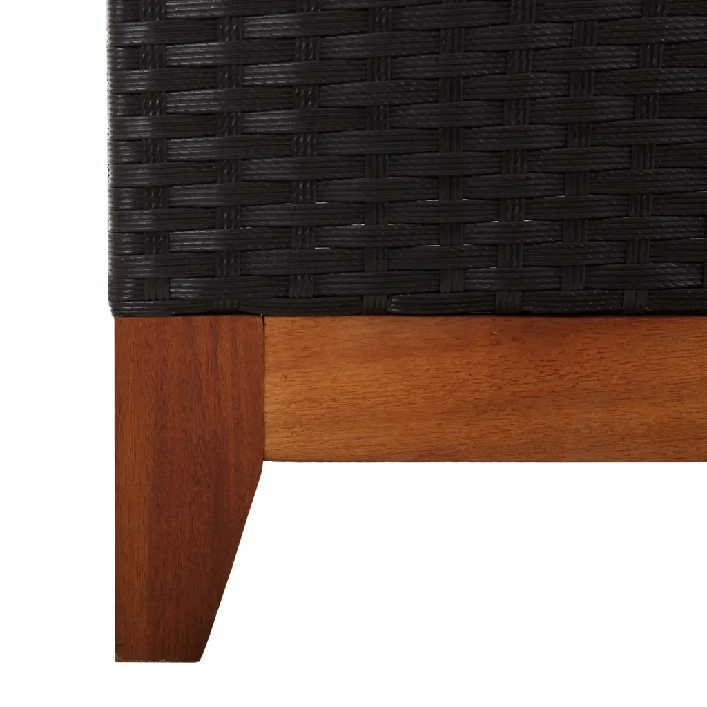 Lettino Prendisole Polyrattan e Legno Massello di Acacia Nero cod mxl 5720