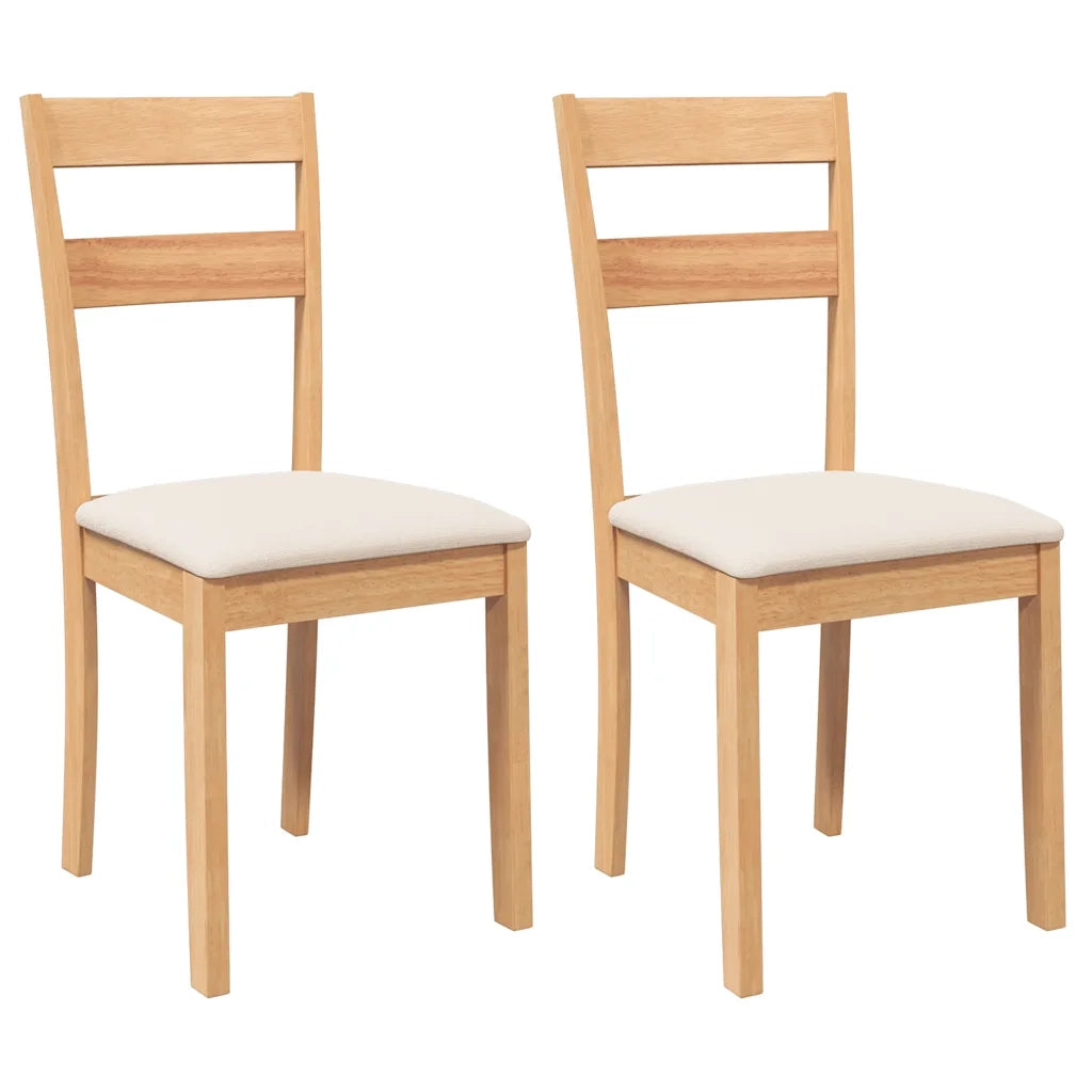 Sedie da Pranzo con Cuscini 2 pz Naturale Legno Massello Hevea 4102382