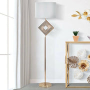 Lampada da terra Inchiostro, Luce da terra, Lampada da pavimento, Lampada a stelo, 40x40 h161 cm, Bianco e Oro