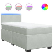 Letto singolo | Letto per adulti | Giroletto a Molle con Materasso Grigio Chiaro 80x200 cm Velluto