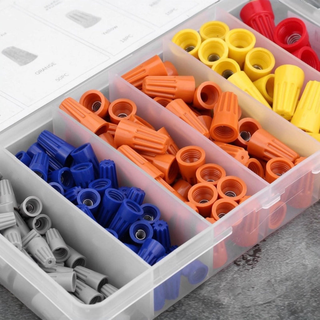 Set 158pz Connettori a Vite per Cavi Elettrici – Cappucci, Tappi, Morsetti e Terminali Isolanti Multicolore W14610