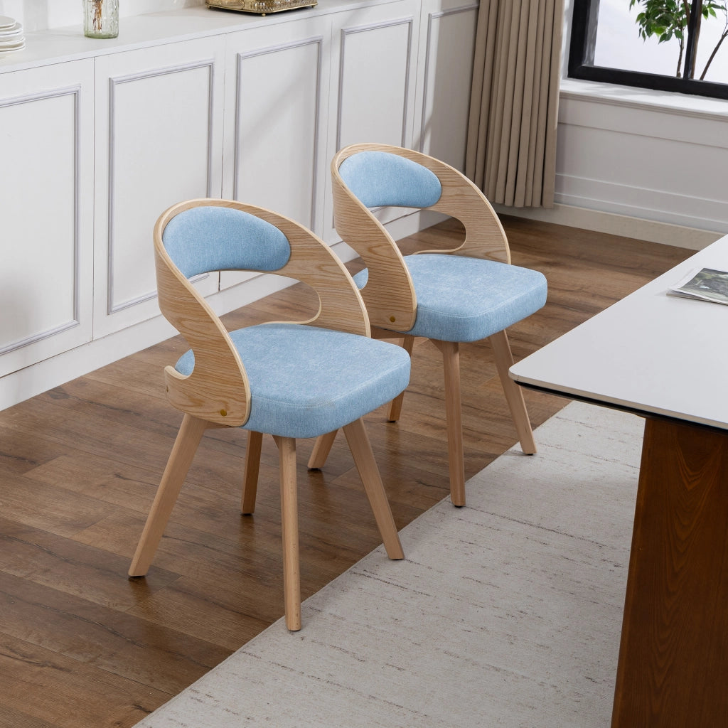 Sedia da Pranzo Girevole in Legno con Cuscino ¨C MINIMAL ¨C Schienale Curvo, Tessuto
