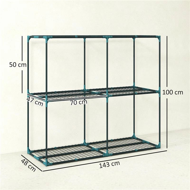 PORTAPIANTE A 3 LIVELLI APERTI IN ACCIAIO E PLASTICA, 143X48X100 CM, VERDE SCURO