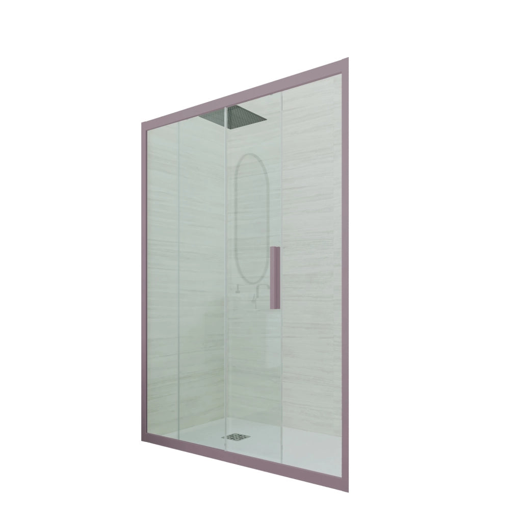 Porta doccia scorrevole 140 CM H 200 Vetro Trasparente Profilo Lavanda mod. Deco