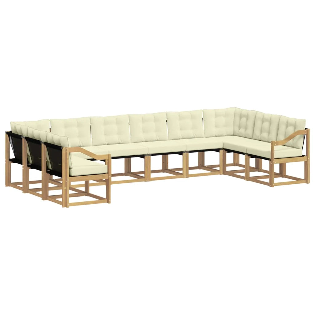 Set di divani da esterno con cuscino 10 pcs Bianco e Crema 3389916