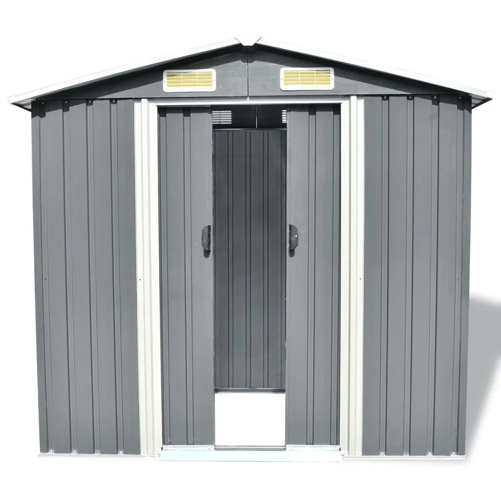 Casetta da giardino cabina ripostiglio capanno da esterno capanno per attrezzi metallo robusto 204 x 132 x 186 cm grigio 02_0022388