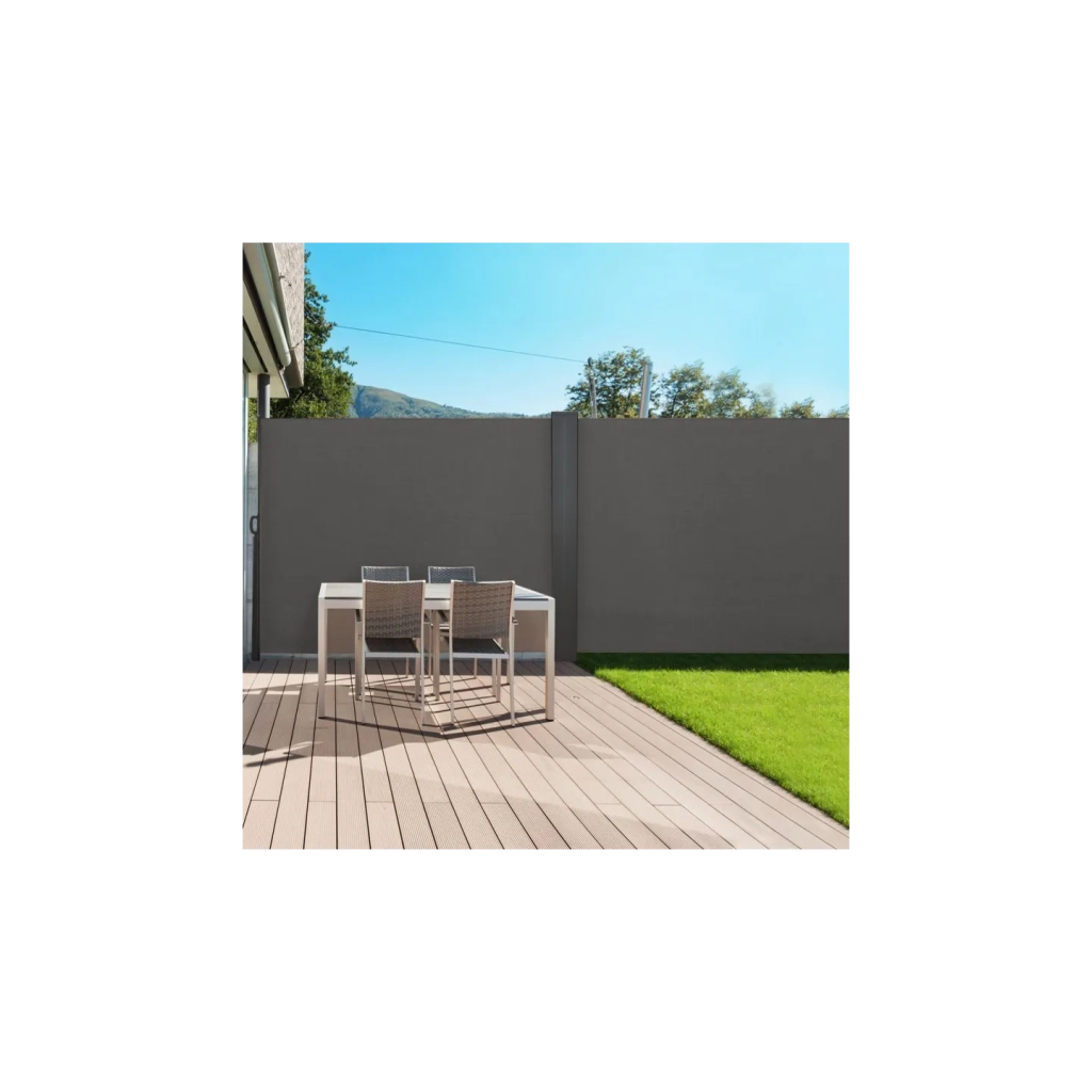 IDMarket - Doppio schermo pieghevole a scomparsa 160 x 800 CM tenda laterale grigio antracite