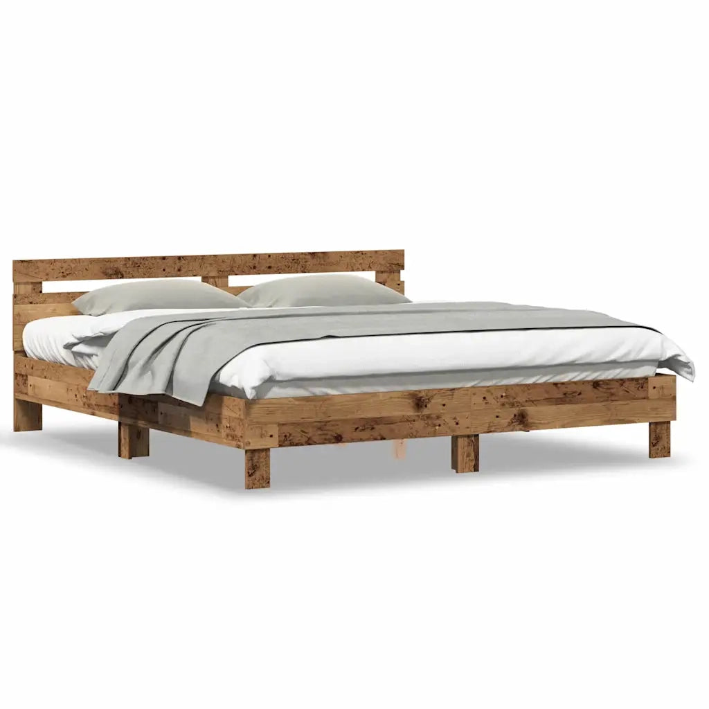 vidaXL Struttura del letto con testiera Legno vecchio 180 x 200 cm