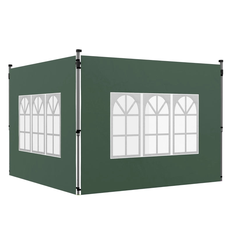 Set di 2 pannelli laterali per gazebo 3x3/3x4 m, parete laterale con finestra, impermeabile, verde