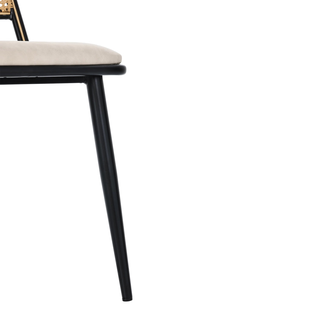 Sedie da sala da pranzo in rattan con seduta in PU leggere e traspiranti per soggiorno e cucina nere set 4