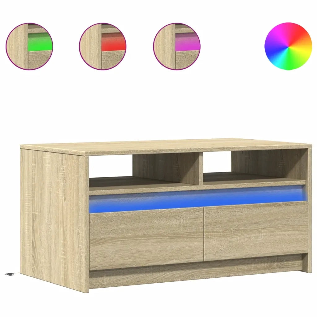 Tavolino da salotto | Tavolino da caff¨¨ | Tavolino da Soggiorno con Luci LED Rovere Sonoma in Truciolato