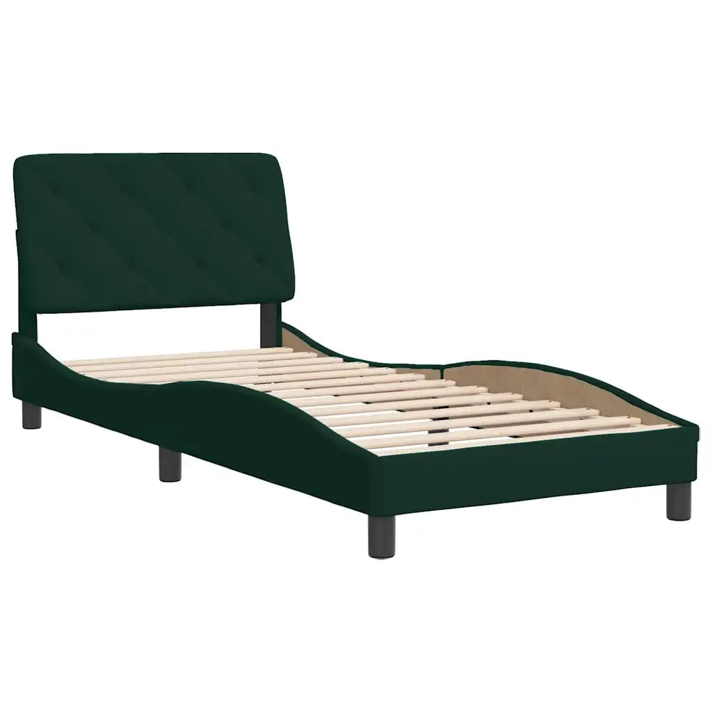 Giroletto senza Materasso Verde Scuro 90x190 cm in Velluto