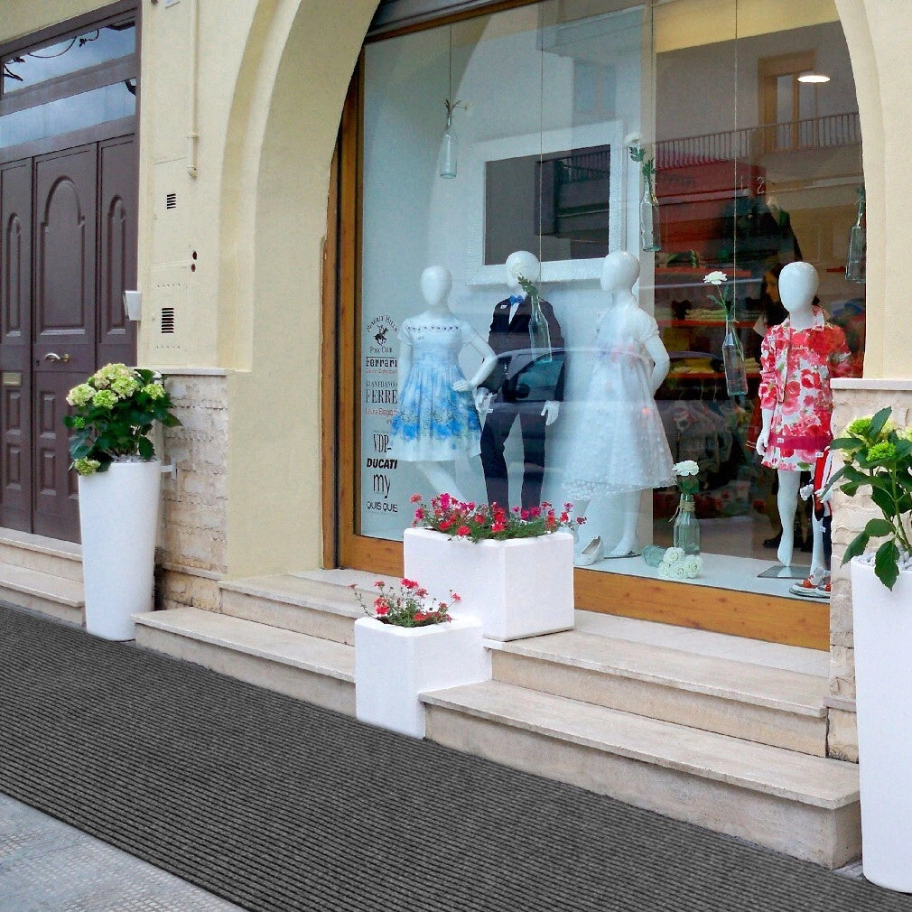 Passatoia Antiscivolo 100x280 Cm Corridoio Marciapiede Interno Esterno Tappeto Ingresso Righe Antracite