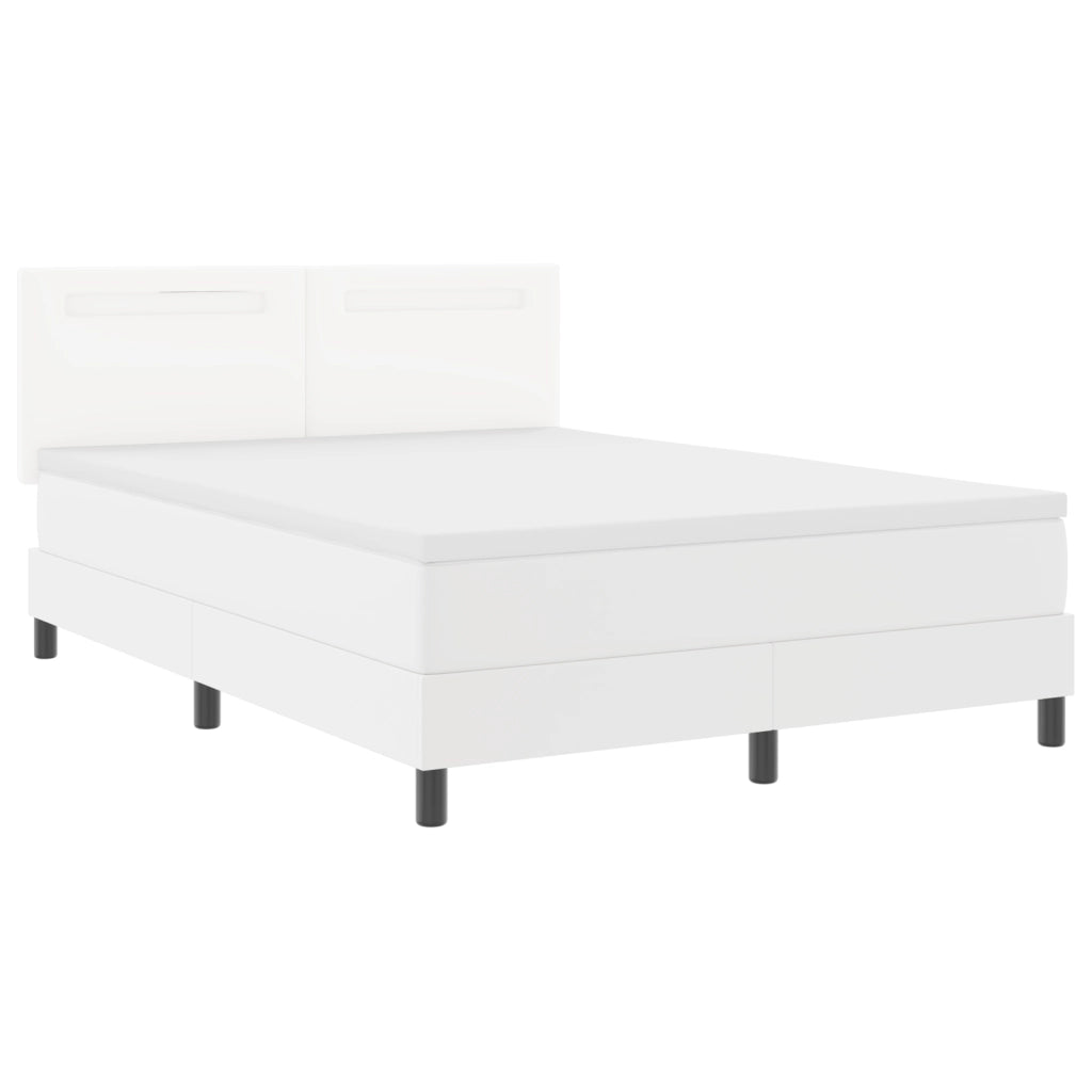Letto a molle con materasso bianco 160x200 cm in finta pelle