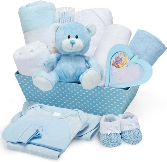 Cadeau di Nascita per Festa di Benvenuto - Con Felpa, Asciugamano con Cappuccio, Abitini per Bambini, 2 Asciugamani di Mousseline e Carota di Orso Marrone Affascinante - Regalo per il Battesimo per Ragazzi