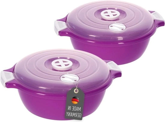 Set di pentole a stoviglie con vapore da 2 pezzi verde con valvola di vapore - lavabile in lavastoviglie - 20 litri - viola - 22cm x 9cm