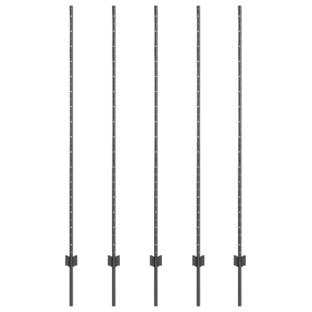 Pali per Recinzione 10 pcs Canale a U Grigio 160 cm Acciaio