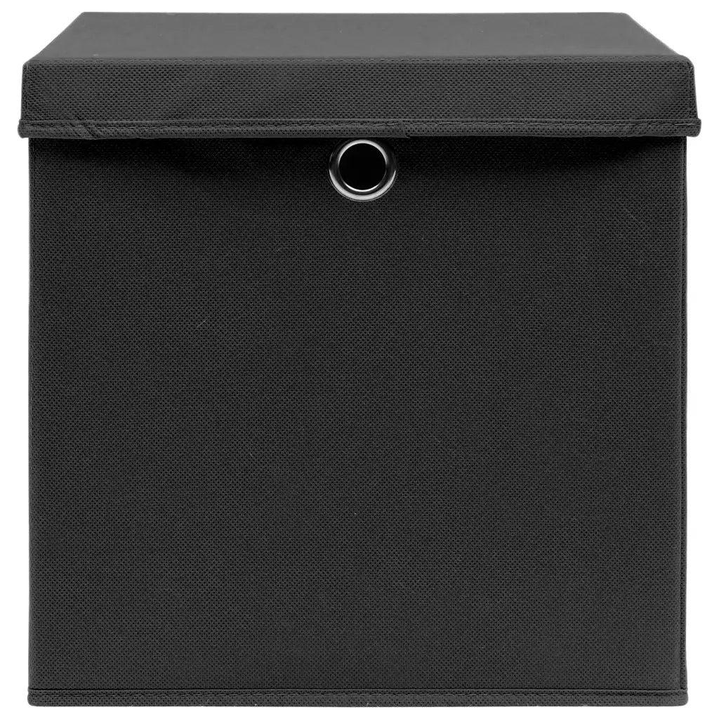 Contenitori con Coperchi 4 pz 28x28x28 cm Nero 325188