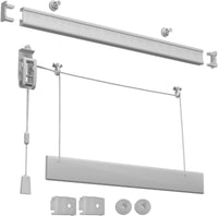 Bastone Binario per Tenda A Pacchetto A Vetro Professionale a 3 Calate in Alluminio Bianco Lunghezza 130 CM Comando a destra, attacco soffitto