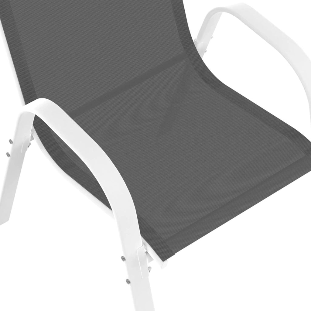 Set di mobili da Giardino Madrid Tavolo 150 CM e 6 sedie impilabili Bianco e Grigio