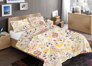 Sacco Copripiumino Piumone Letto In 100% Cotone Disegno Fiori Flower Garden Mod RP Made Italy - Piazza E Mezza - Fiori