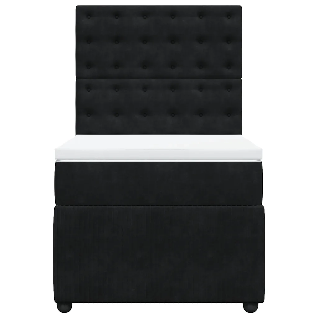 Giroletto a Molle con Materasso Nero 100x200 cm in Velluto