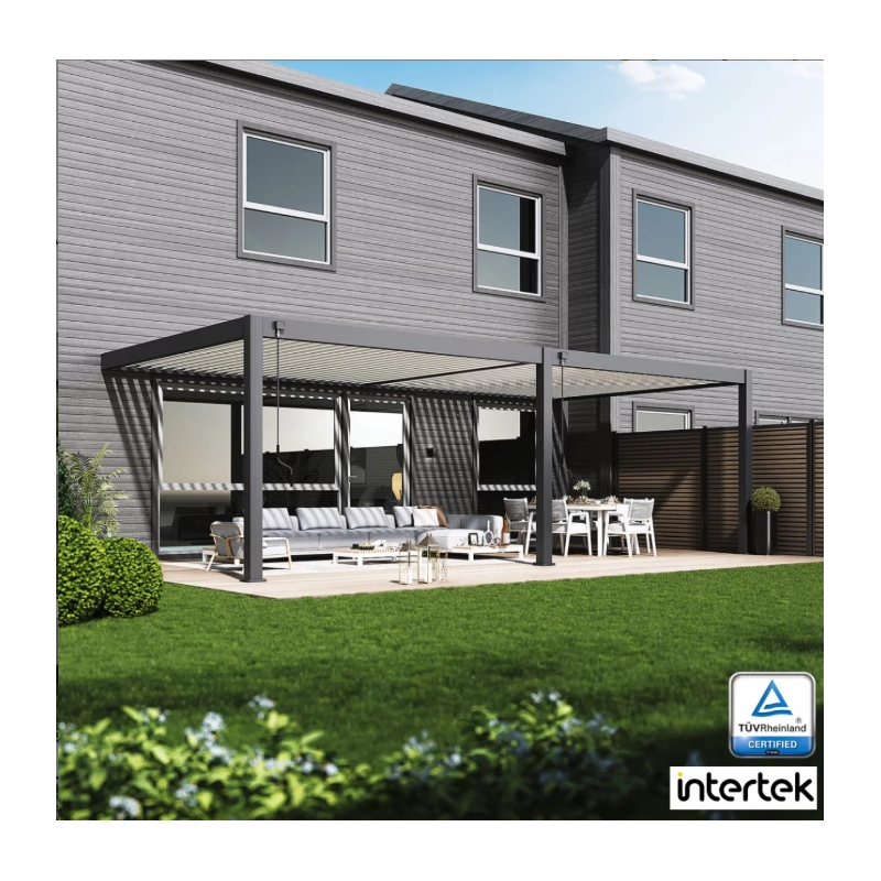 Pergola bioclimatica adossata collezione VS 4x8M - V2 - Antracite/Bianco