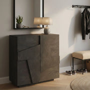 Scarpiera Apetta, Made in Italy, a 2 ante, Portascarpe da ingresso, Mobile multiuso, cm 81x38h86, Grigio Cenere con dettaglio