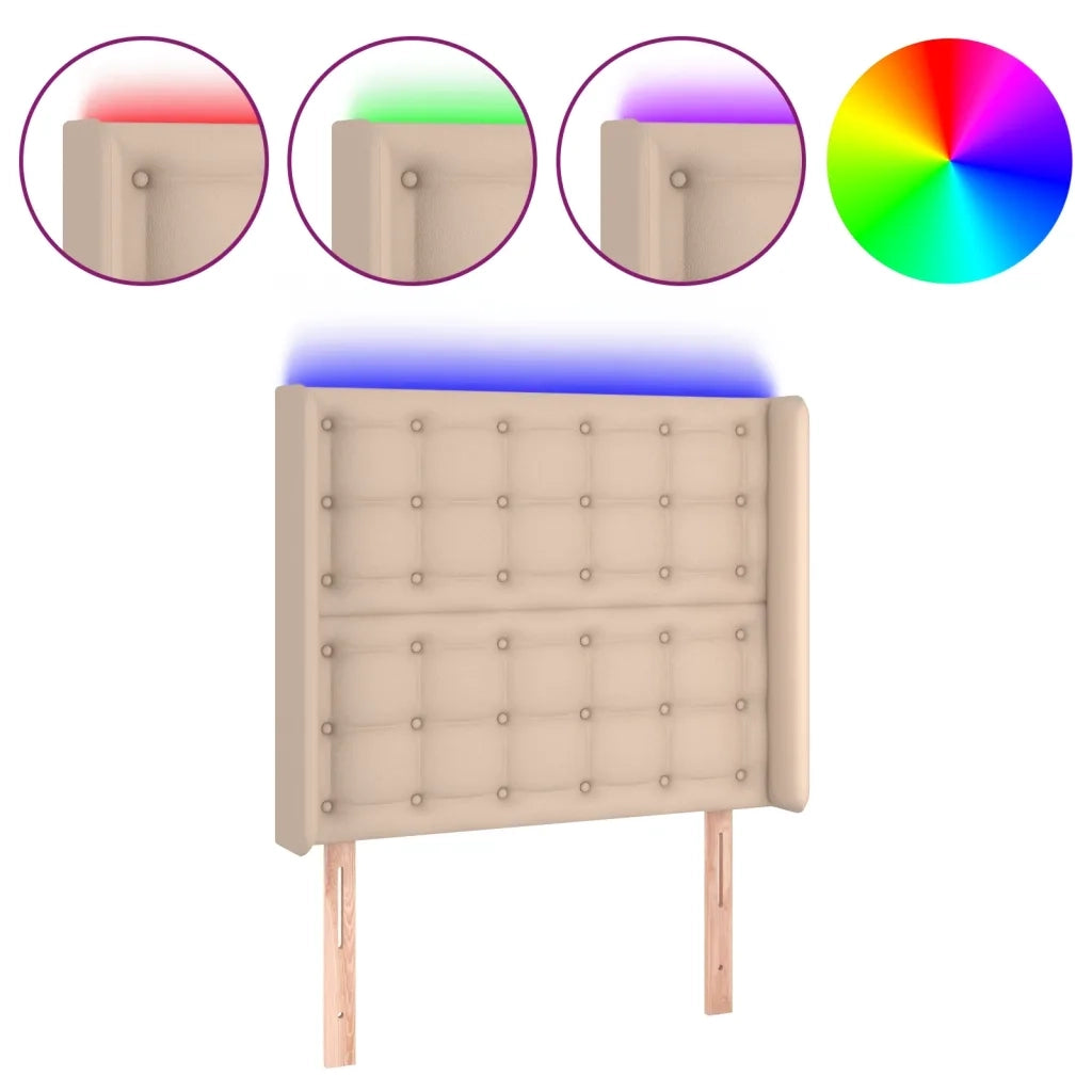 Testiera a LED-Testata con LED Cappuccino 103x23x118/128 cm in Similpelle 438534