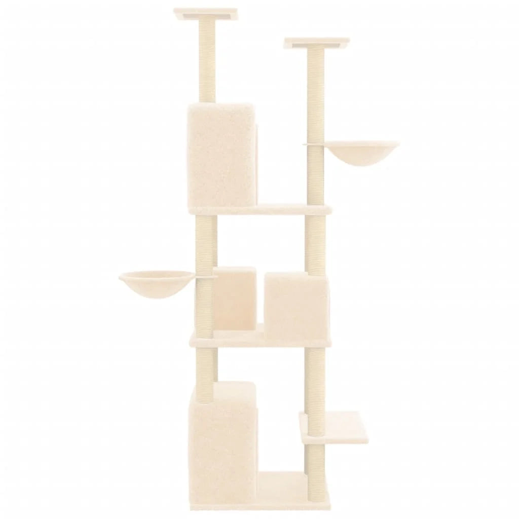 Tiragraffi per gatti Mobili per arrampicata su torre Tiragraffi piattaforma da arrampicata con tiragraffi in sisal 180 cm crema 02_0022503