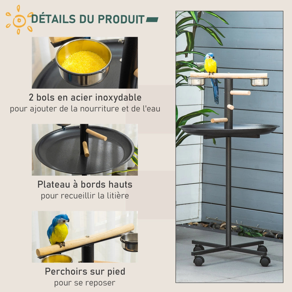 Mangiatoia per uccelli con 2 vaschette in acciaio inox ¨C zephmum ¨C grigio 60x111 cm