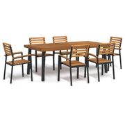 Set Pranzo da Giardino 7 pz Legno Massello di Acacia e Metallo