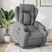 Poltrona Alzapersona Massaggi Reclinabile Grigio Chiaro Tessuto 3204494