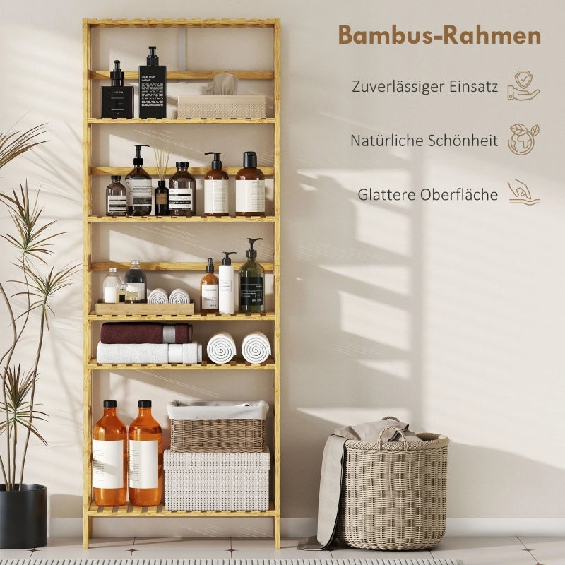 LIBRERIA a 6 livelli 60x26x161 cm Bambù Naturale