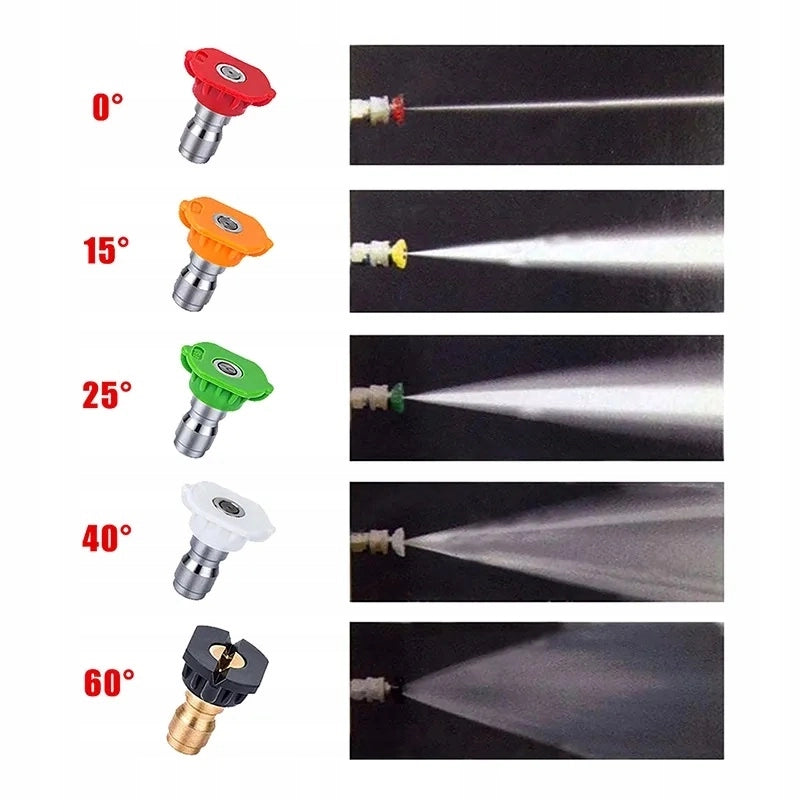 Set di Ugelli per Idropulitrice con Lancia e Schiumogeno – 5 Ugelli (0°, 15°, 25°, 40°, 60°) | Pressione Max 250 Bar