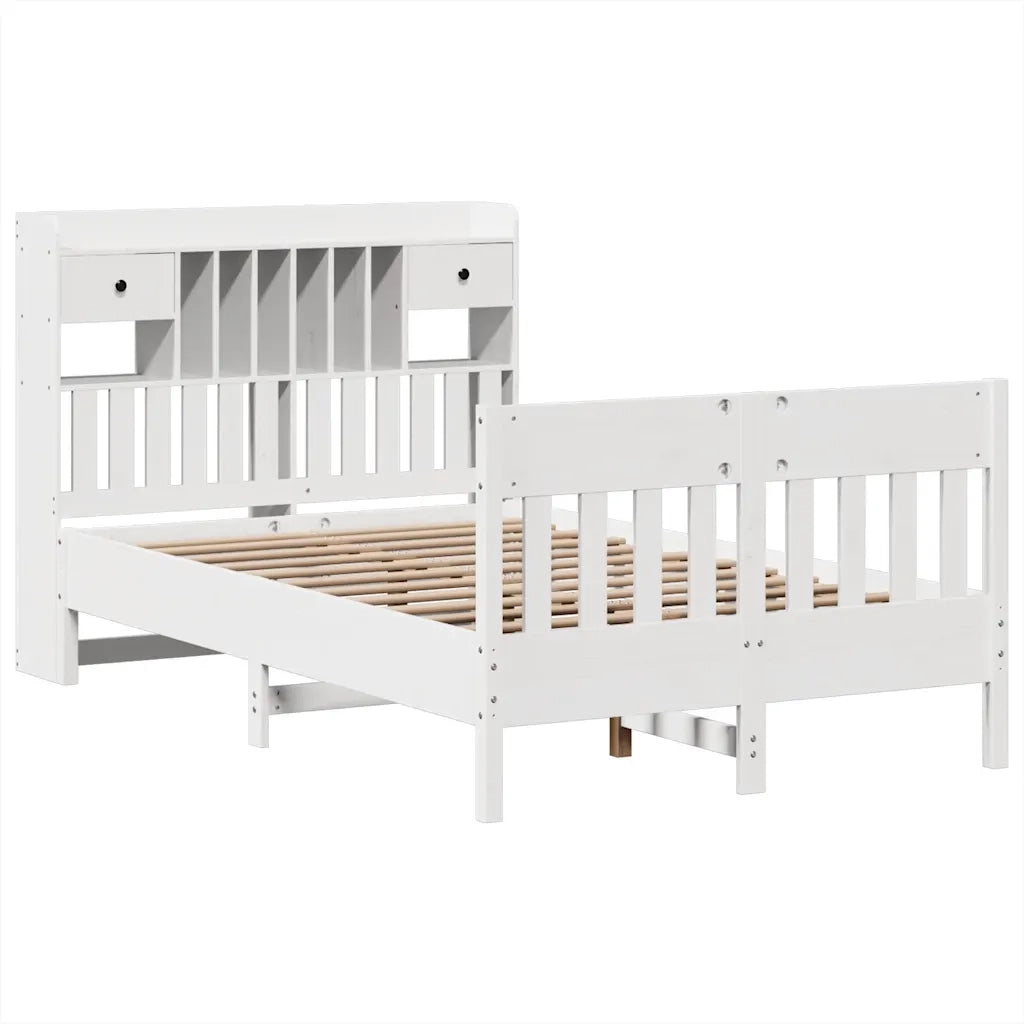 Letto senza Materasso Bianco 135x190 cm Legno Massello di Pino 3323276