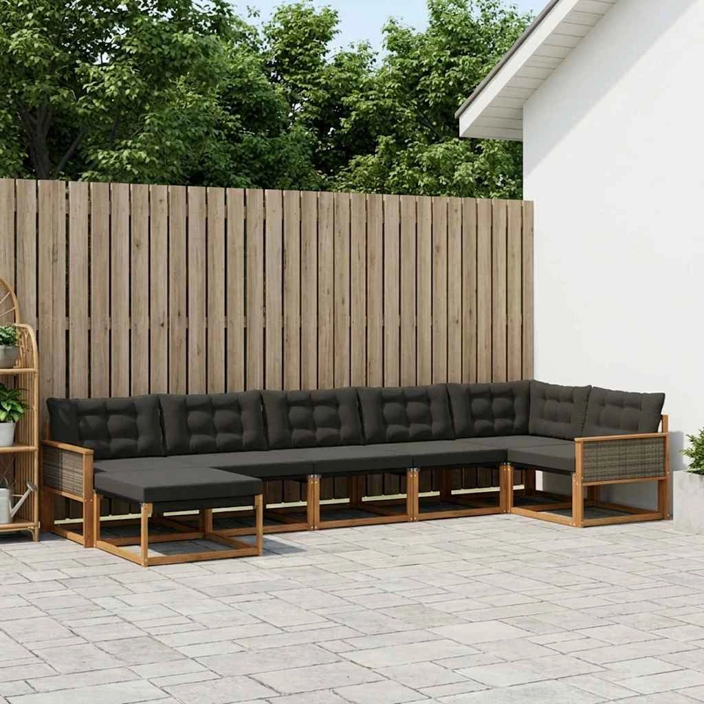 Set di divani da esterno 7 pz Naturale e Nero 3381564